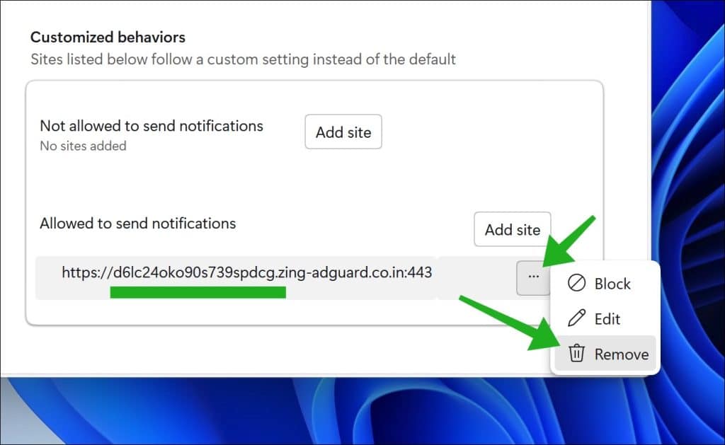 remove notifications