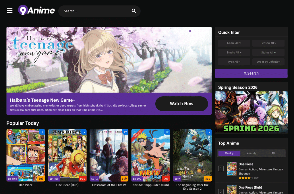 9anime.org.lv homepage screenshot