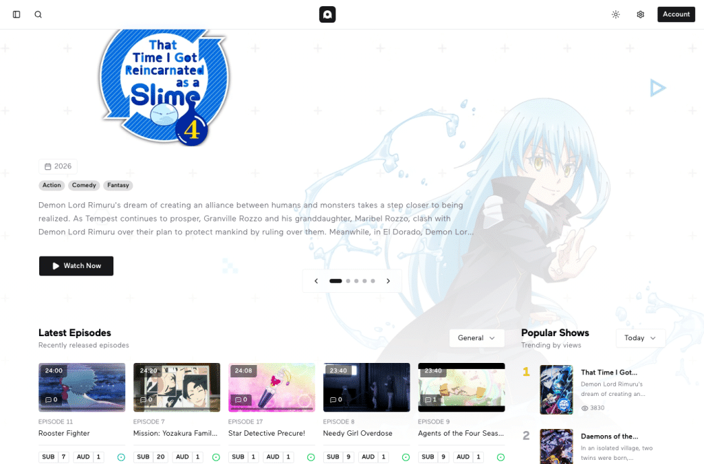 anime.nexus homepage screenshot