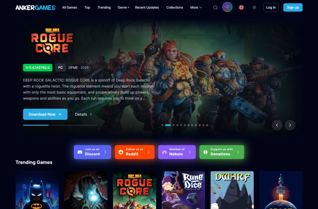 ankergames.net homepage screenshot