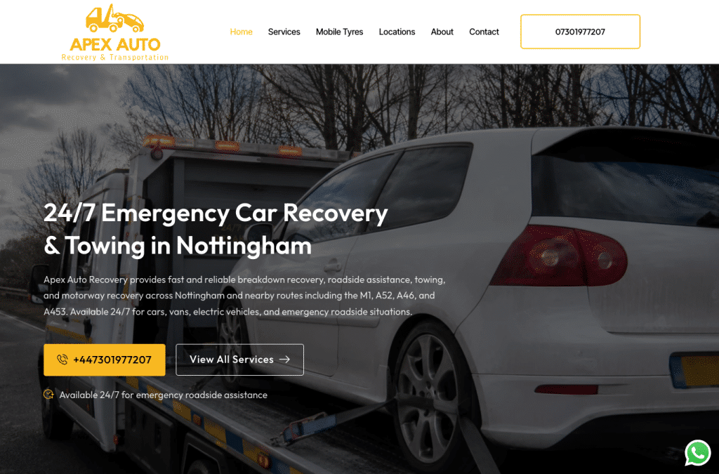 apexautorecovery.co.uk homepage screenshot