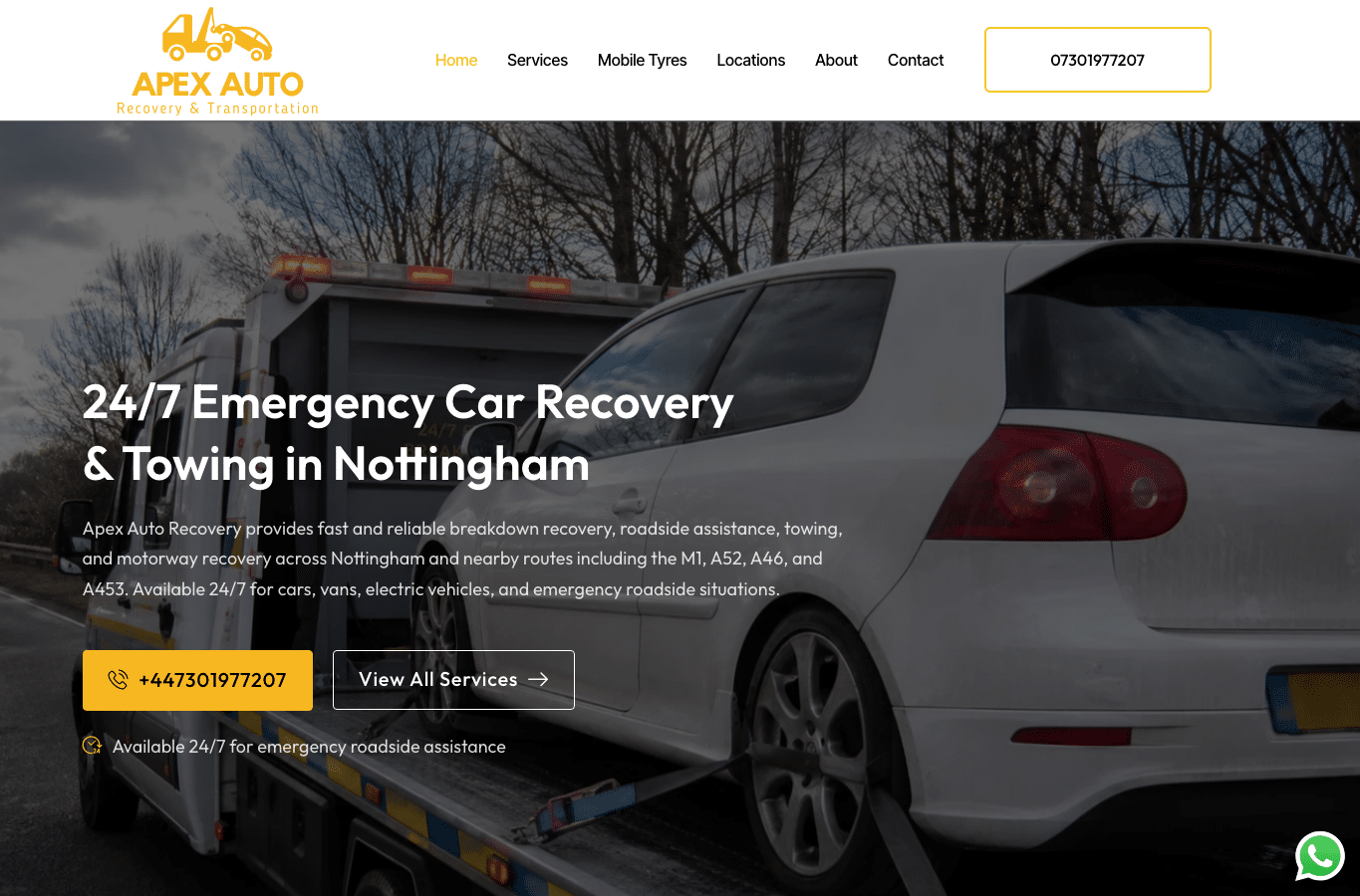 Screenshot preview of apexautorecovery.co.uk