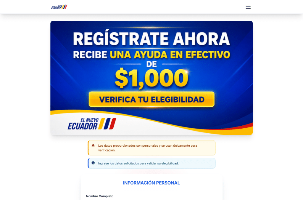 ayudasec-bonos.com homepage screenshot