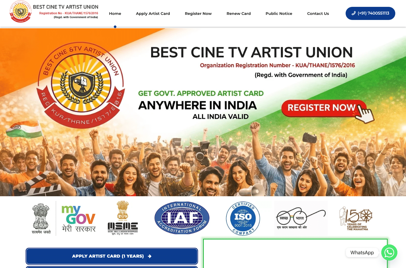 Screenshot preview of bestcinetvartistunion.com
