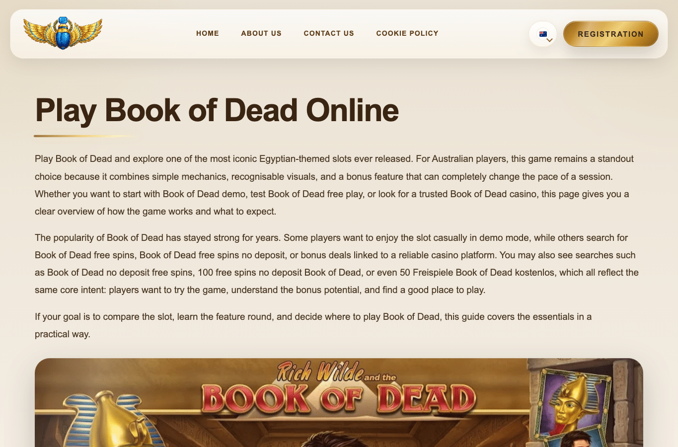 Screenshot preview of bookofdeadpokies.com