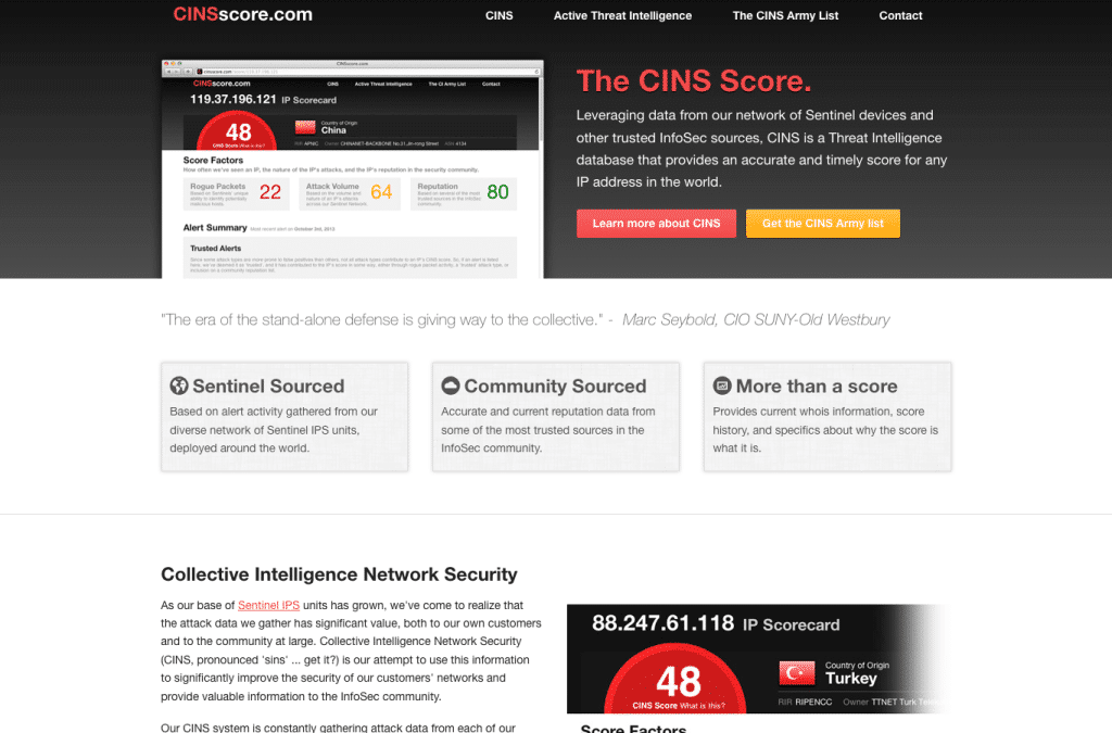 cinsscore.com homepage screenshot