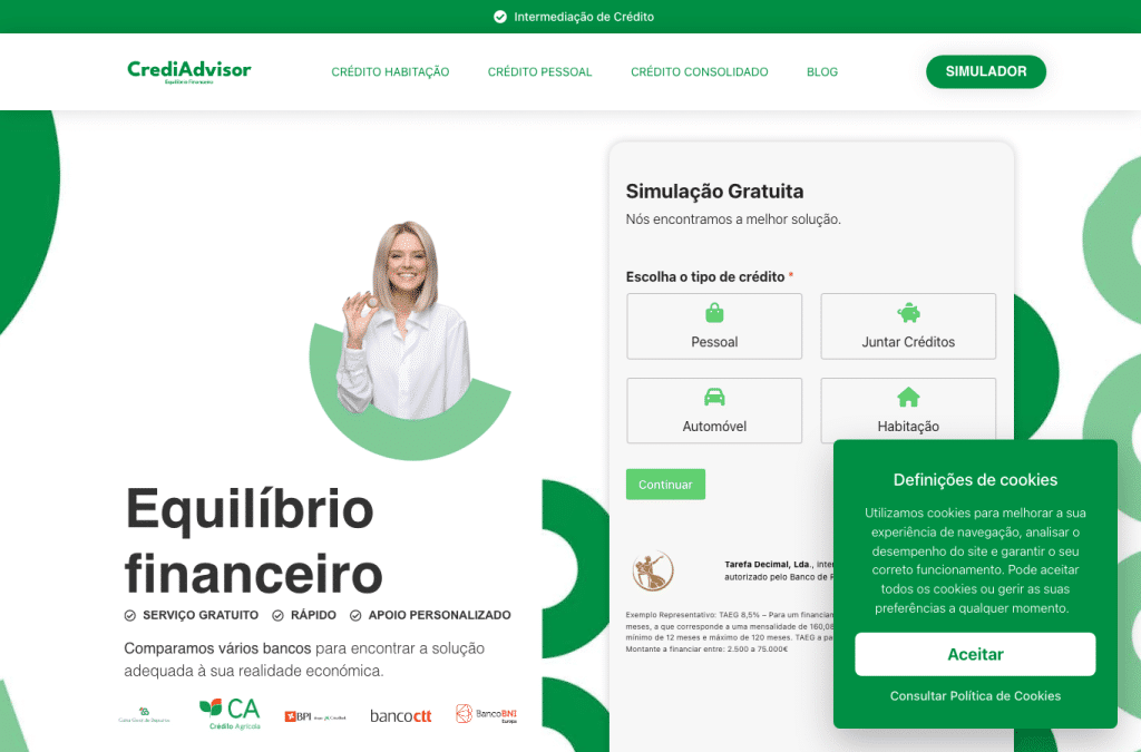crediadvisor.pt homepage screenshot