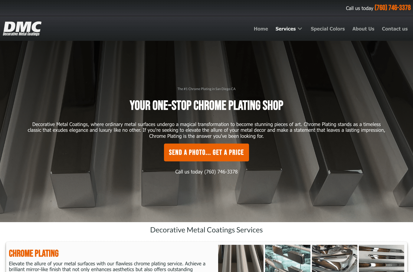 Screenshot preview of decometalfinishing.com