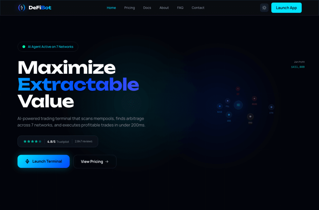 defibot.trade homepage screenshot