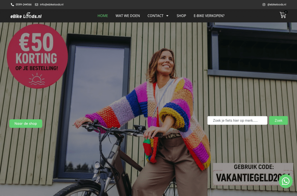 ebikeloods.nl homepage screenshot