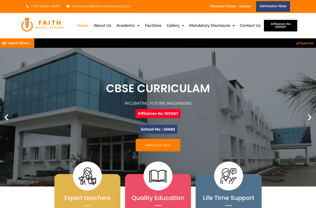faithmodelschool.com homepage screenshot