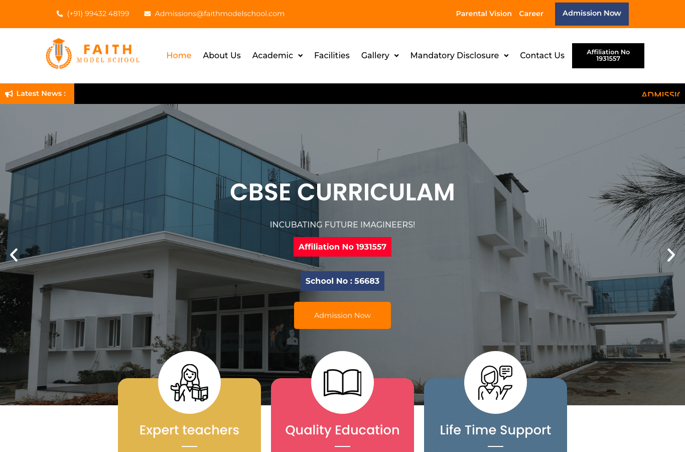 Screenshot preview of faithmodelschool.com