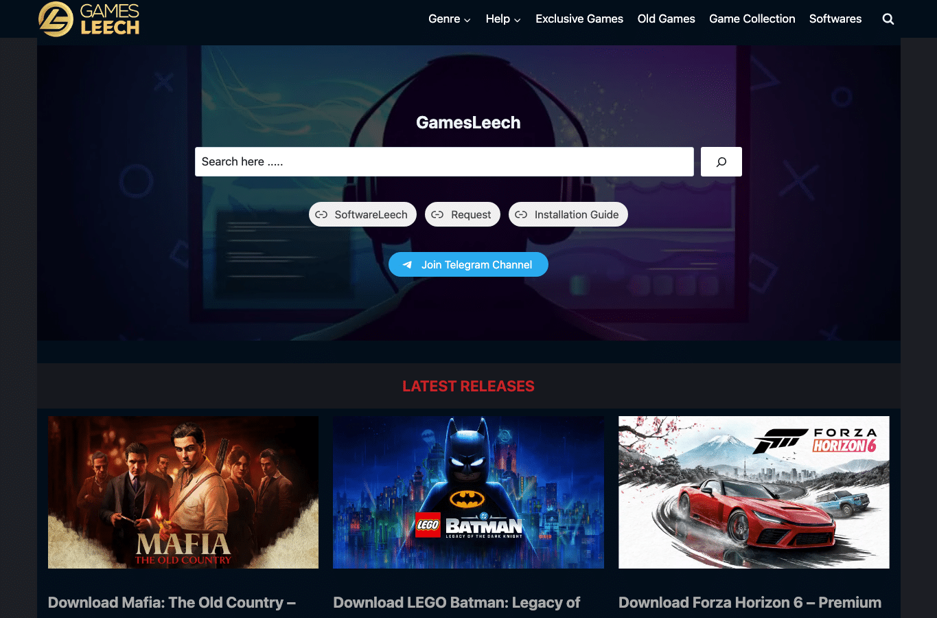 Screenshot preview of gamesleech.com
