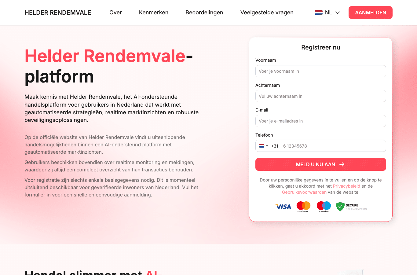 Screenshot preview of helder-rendemvale.com