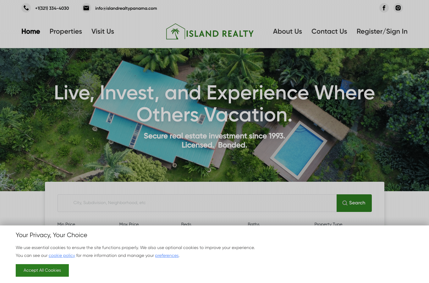 Screenshot preview of islandrealtypanama.com