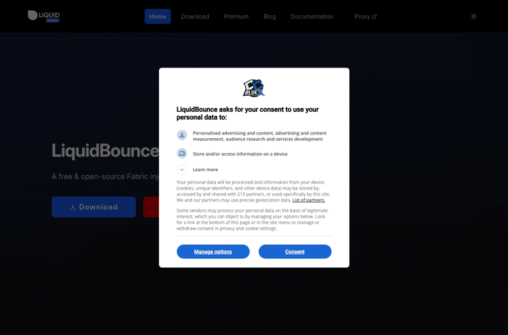 liquidbounce.net homepage screenshot