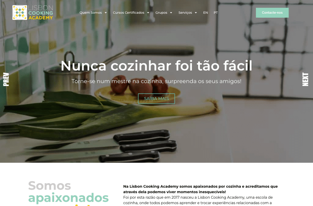 lisboncookingacademy.com homepage screenshot