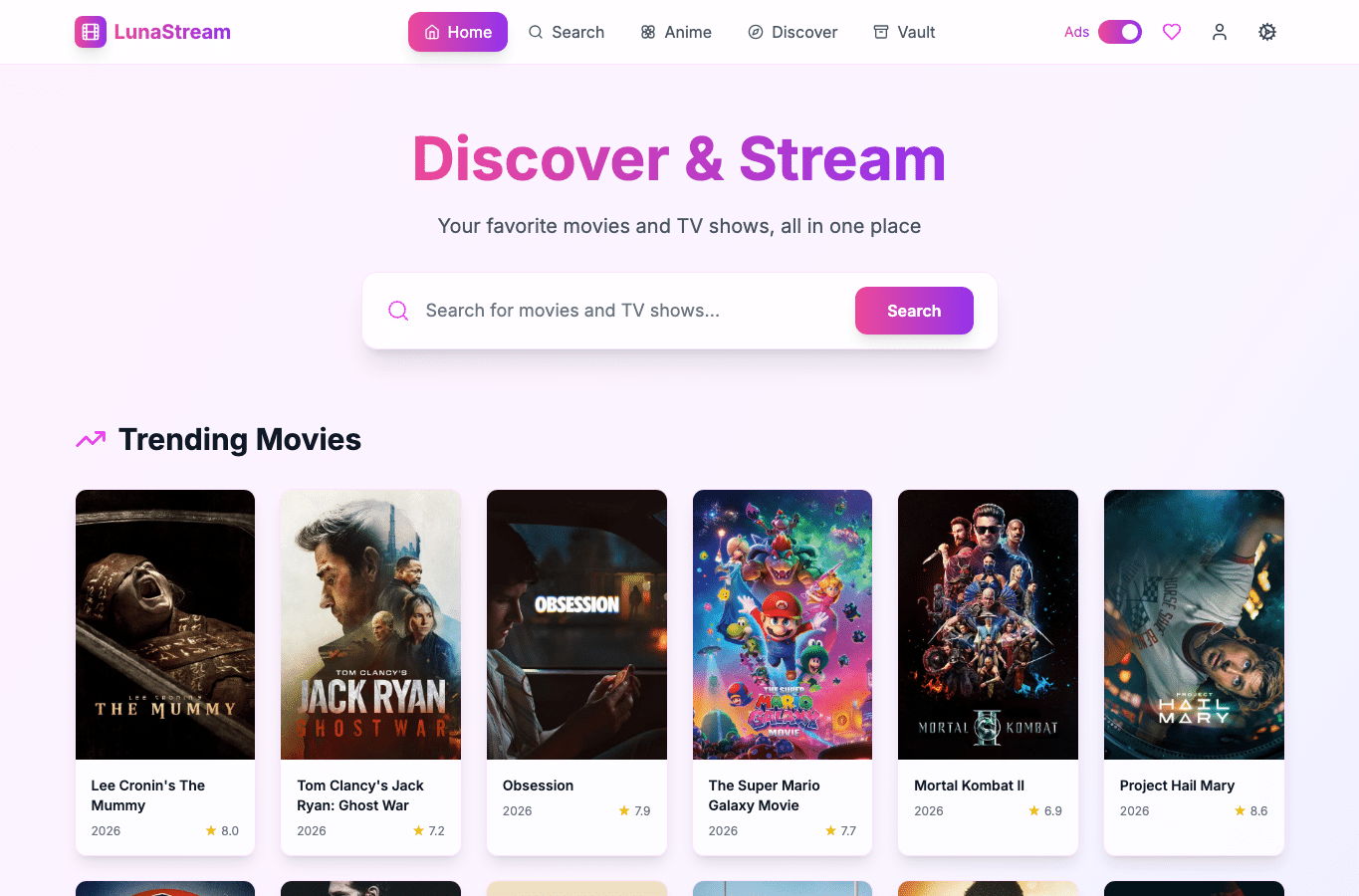 Screenshot preview of lunastream.watch