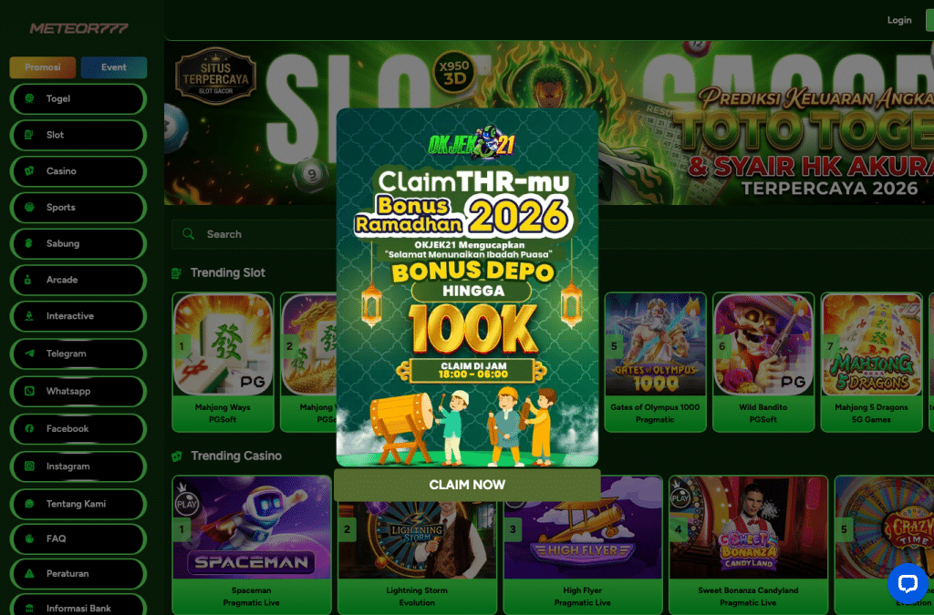 meteor777slot.com homepage screenshot