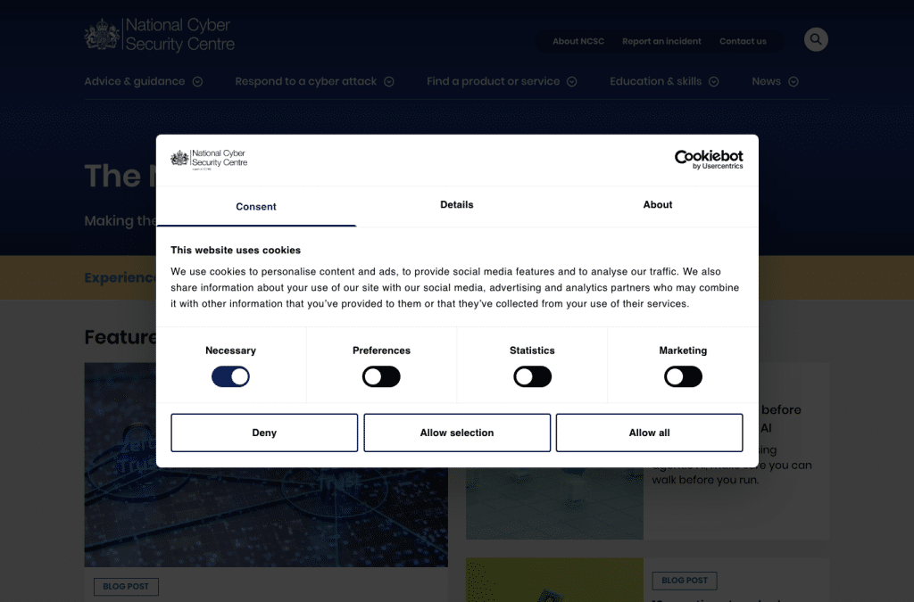 ncsc.gov.uk homepage screenshot