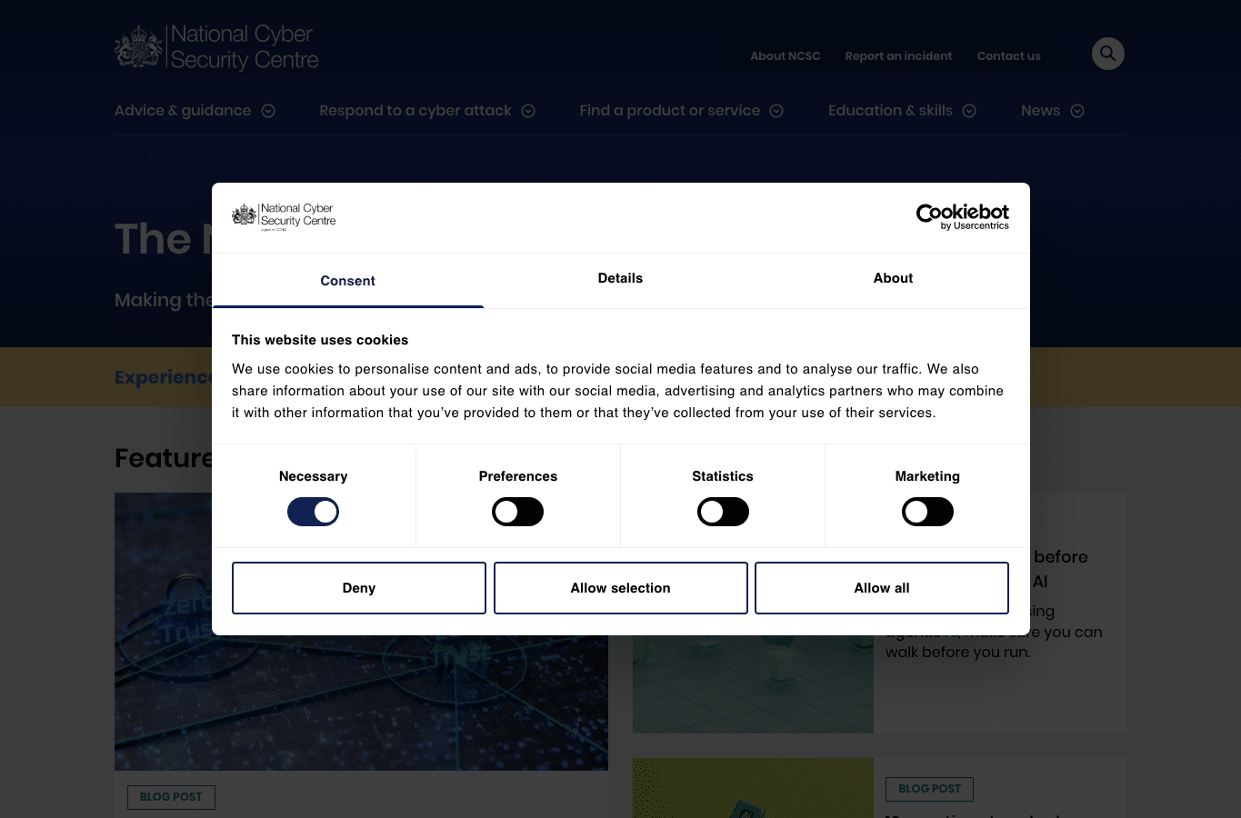 Screenshot preview of ncsc.gov.uk