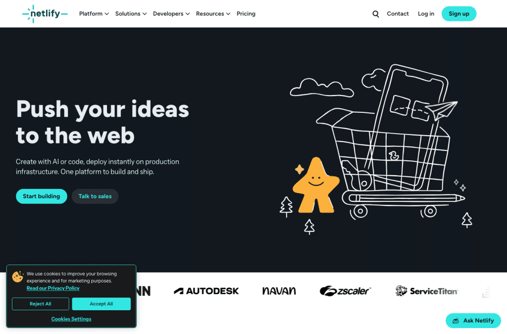 netlify.app homepage screenshot