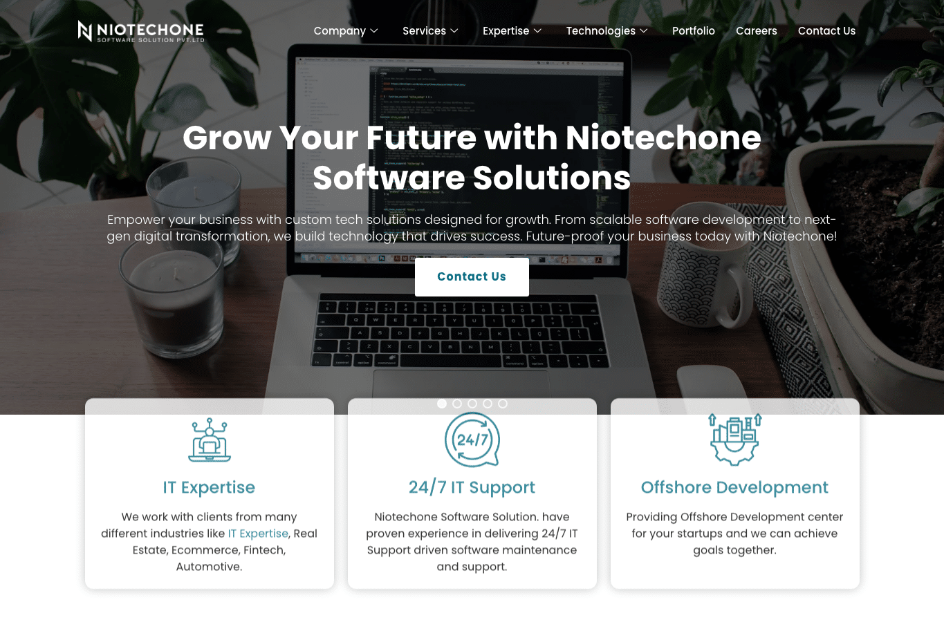 Screenshot preview of niotechone.com
