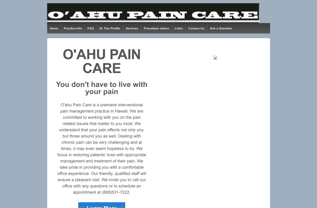 oahupaincare.com homepage screenshot