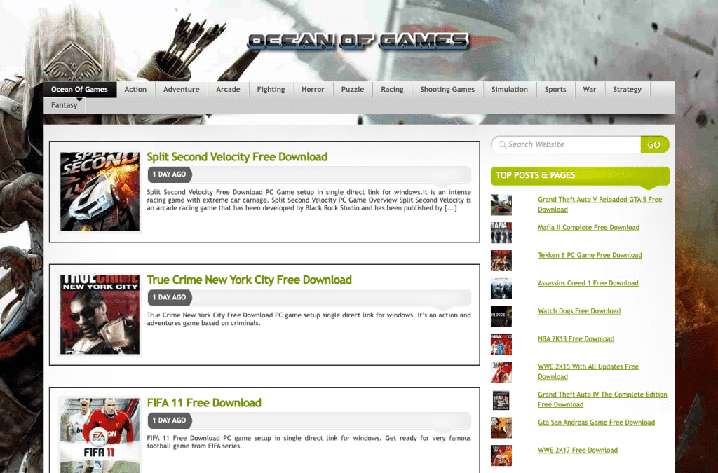 oceanofgamese.com homepage screenshot