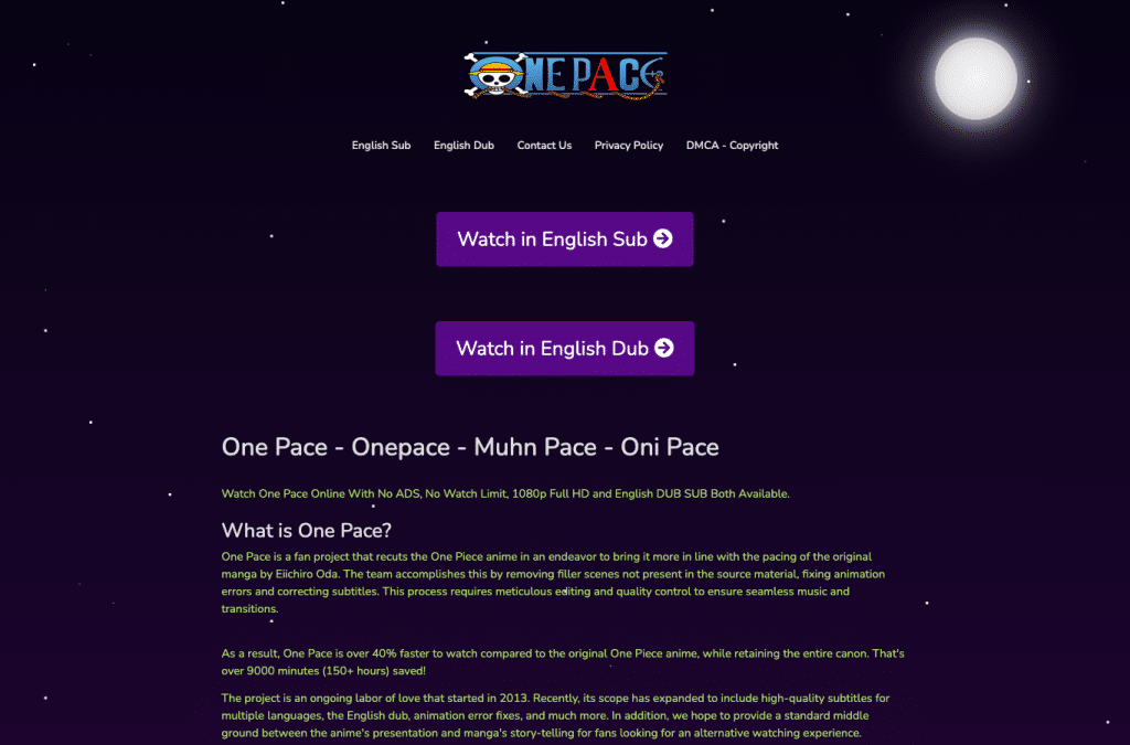 onepace.co homepage screenshot