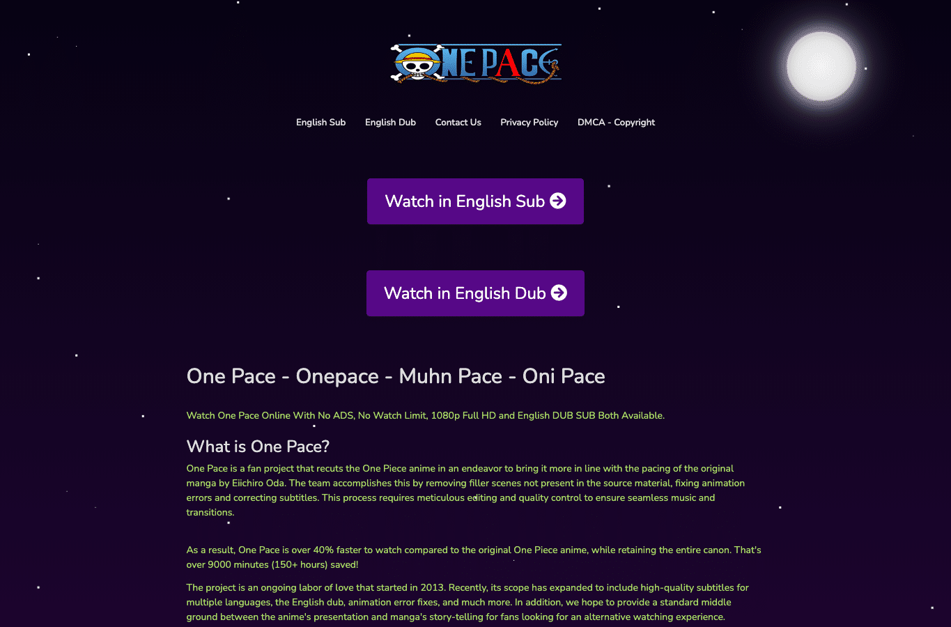 Screenshot preview of onepace.co