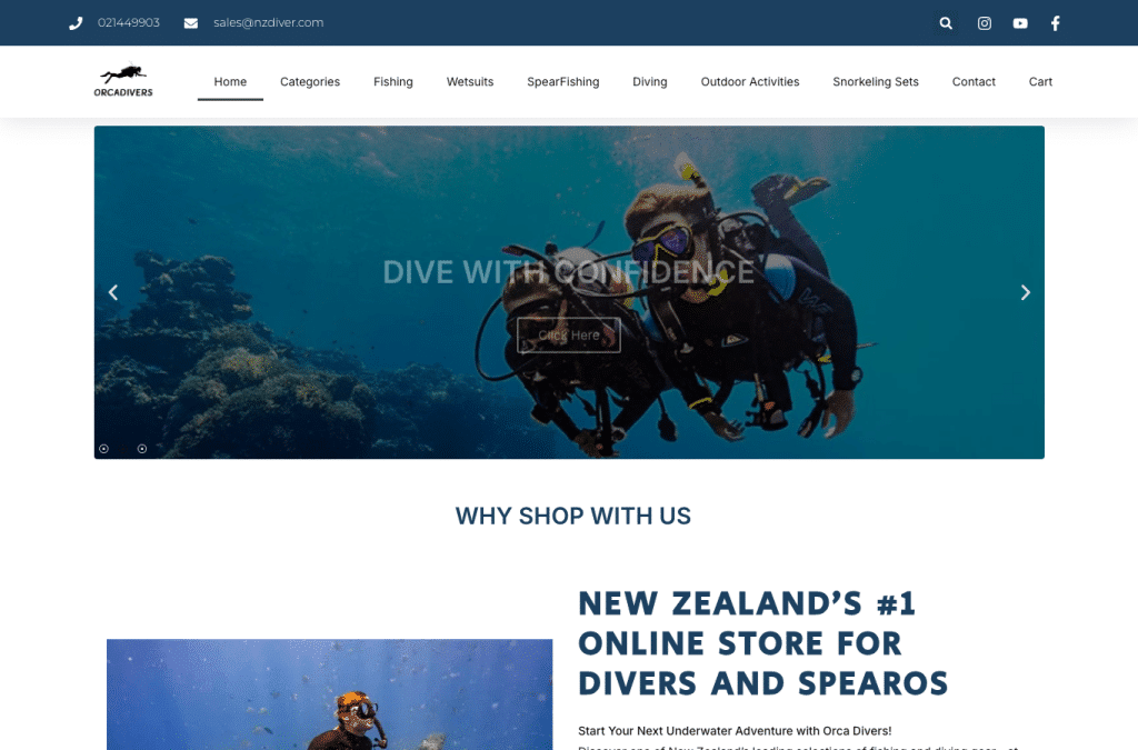 orcadivers.com homepage screenshot