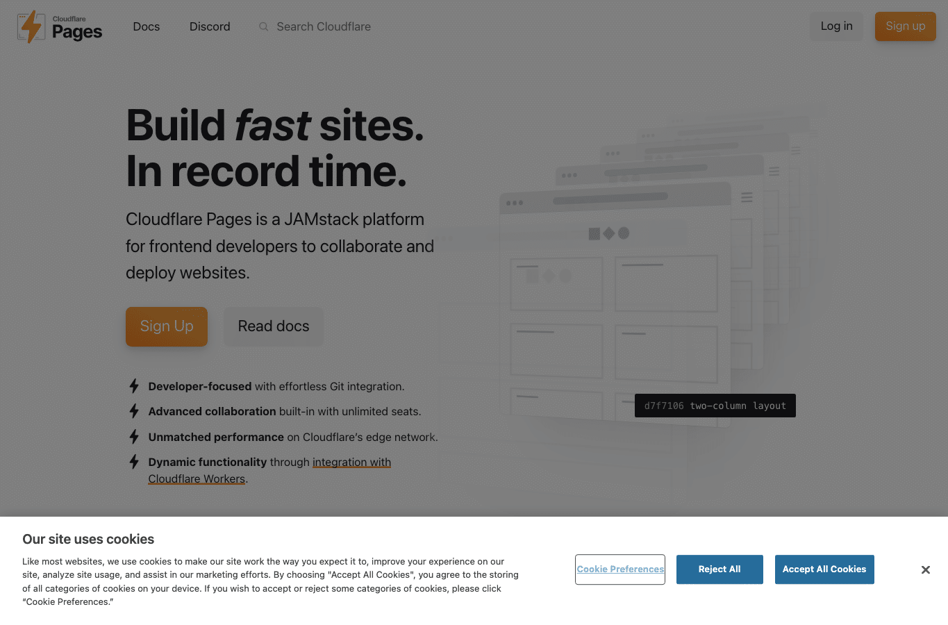 Screenshot preview of pages.dev