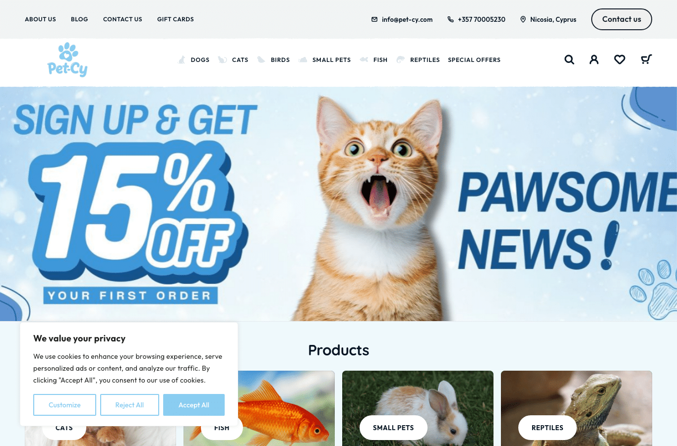 Screenshot preview of pet-cy.com