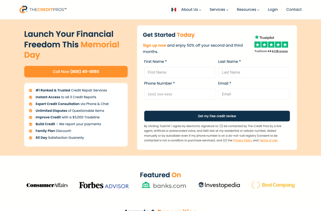thecreditpros.com homepage screenshot