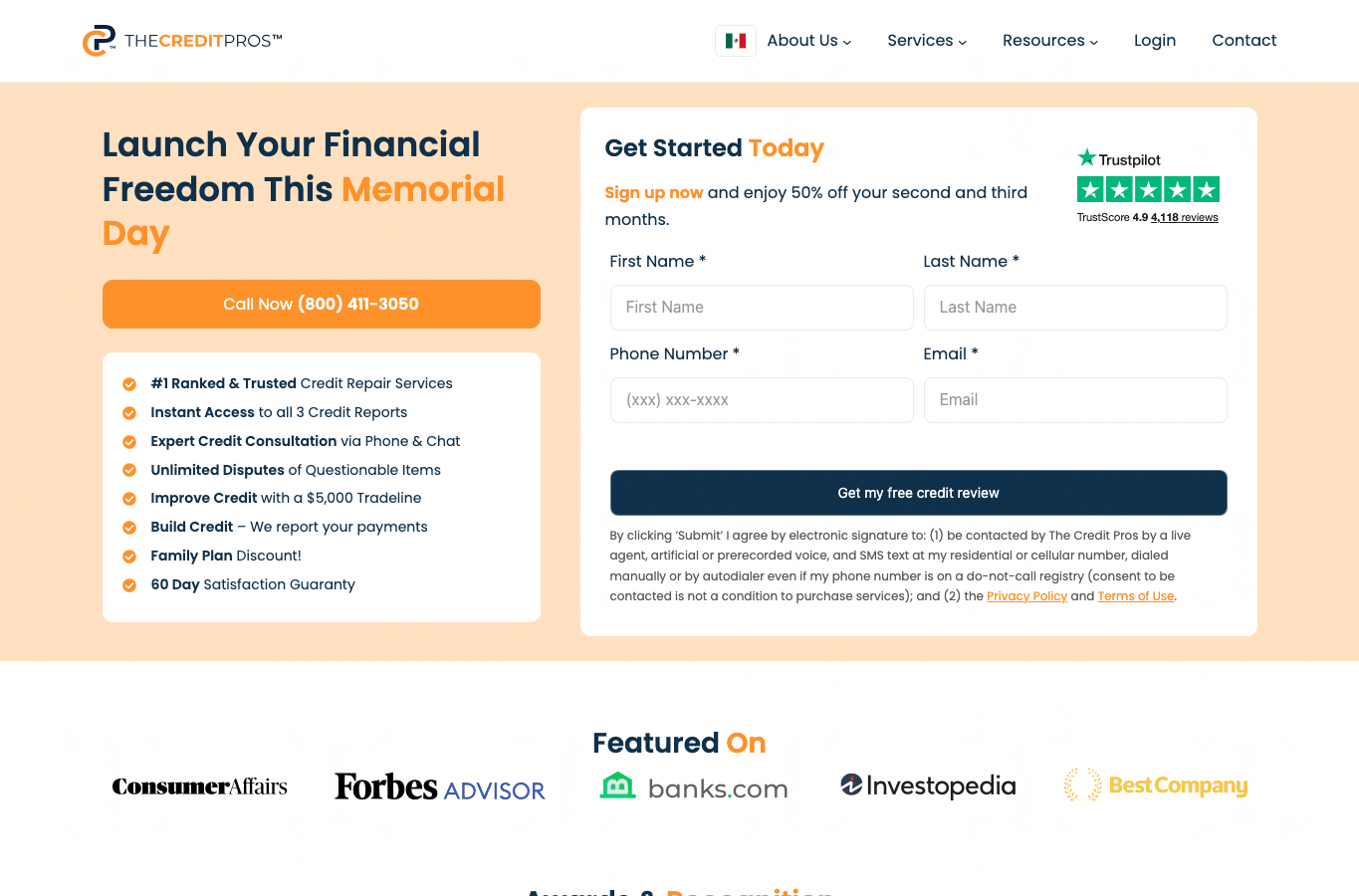 Screenshot preview of thecreditpros.com