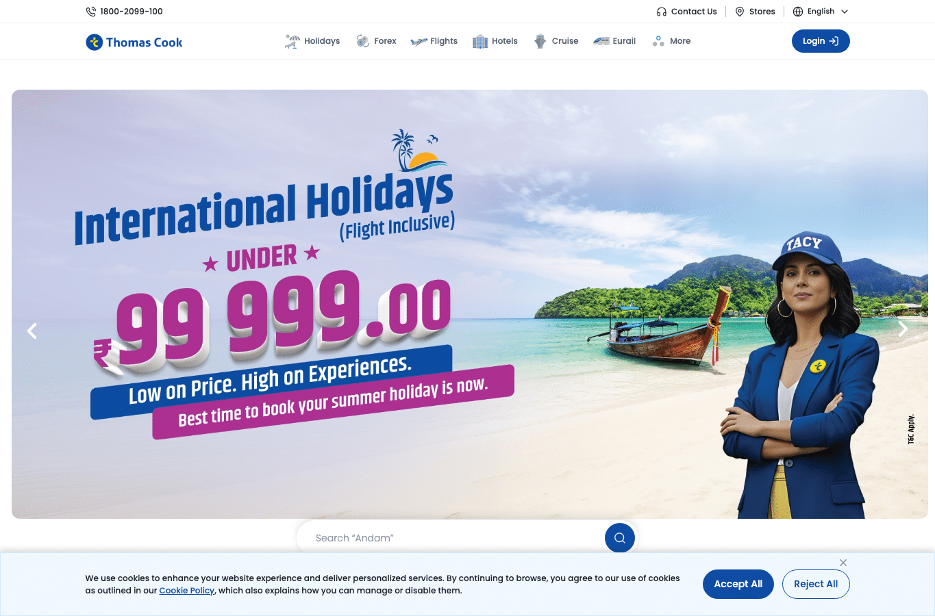Screenshot preview of thomascook.in