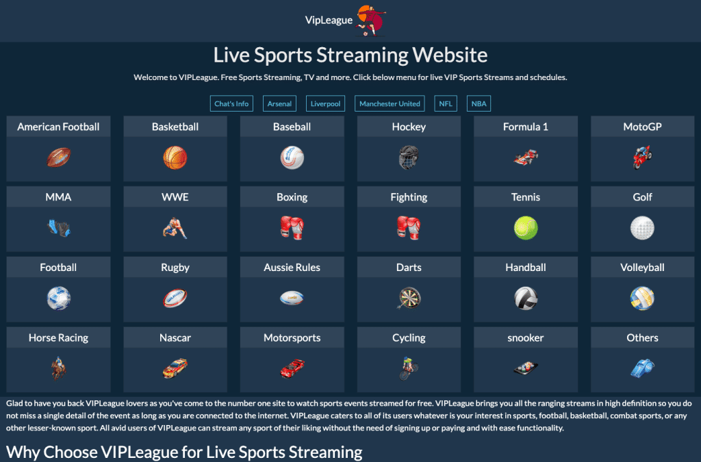 vipleague.ws homepage screenshot