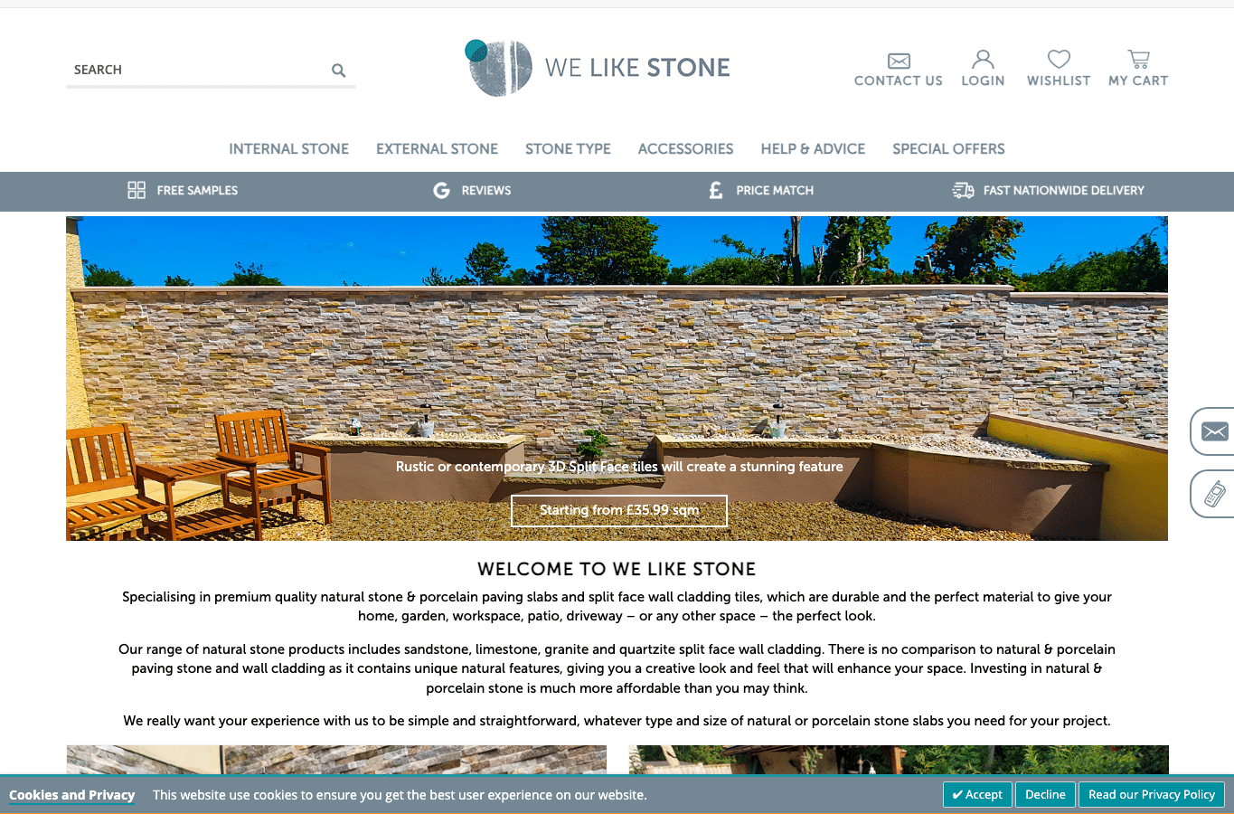 Screenshot preview of welikestone.co.uk