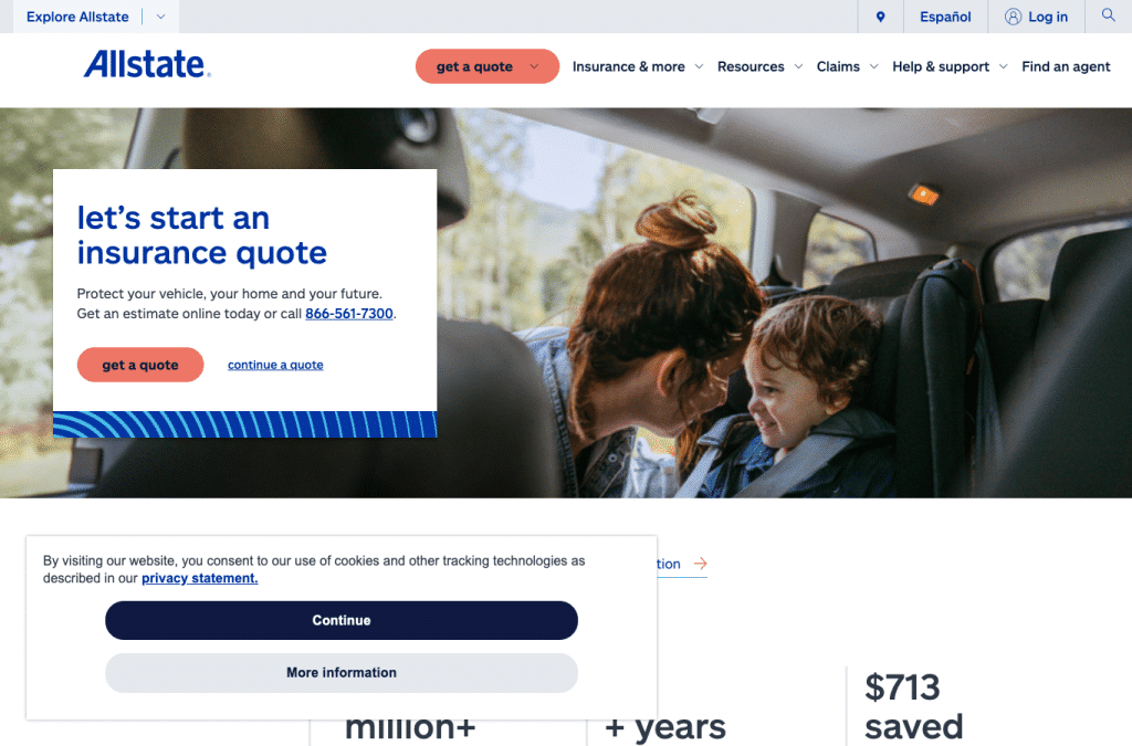 allstate.com homepage screenshot