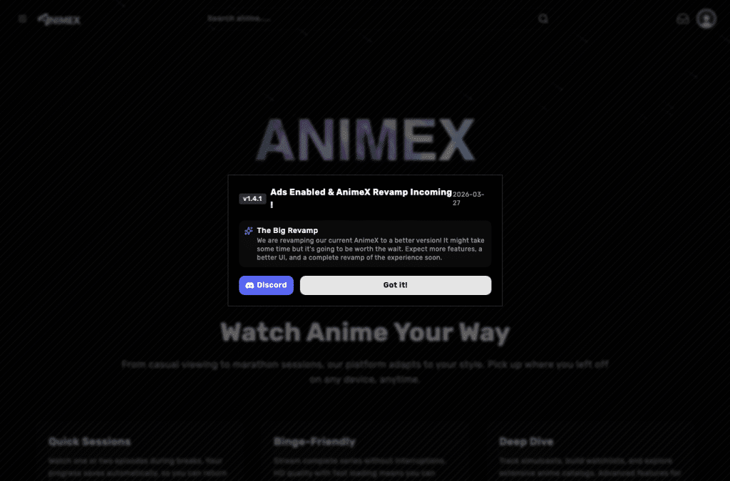 animex.one homepage screenshot