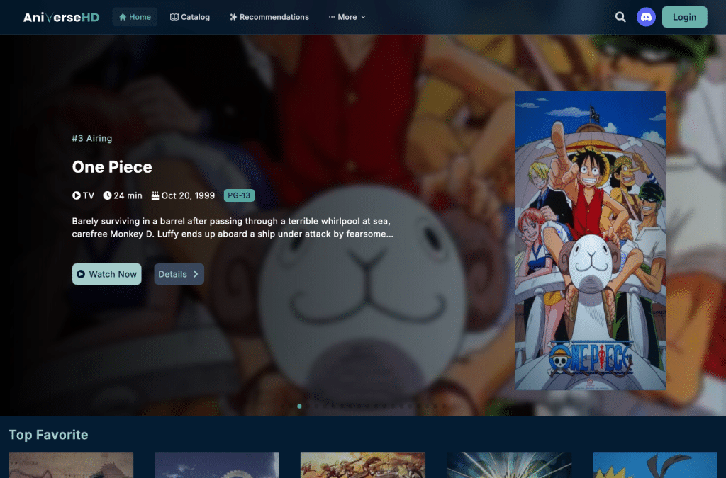 aniversehd.com homepage screenshot