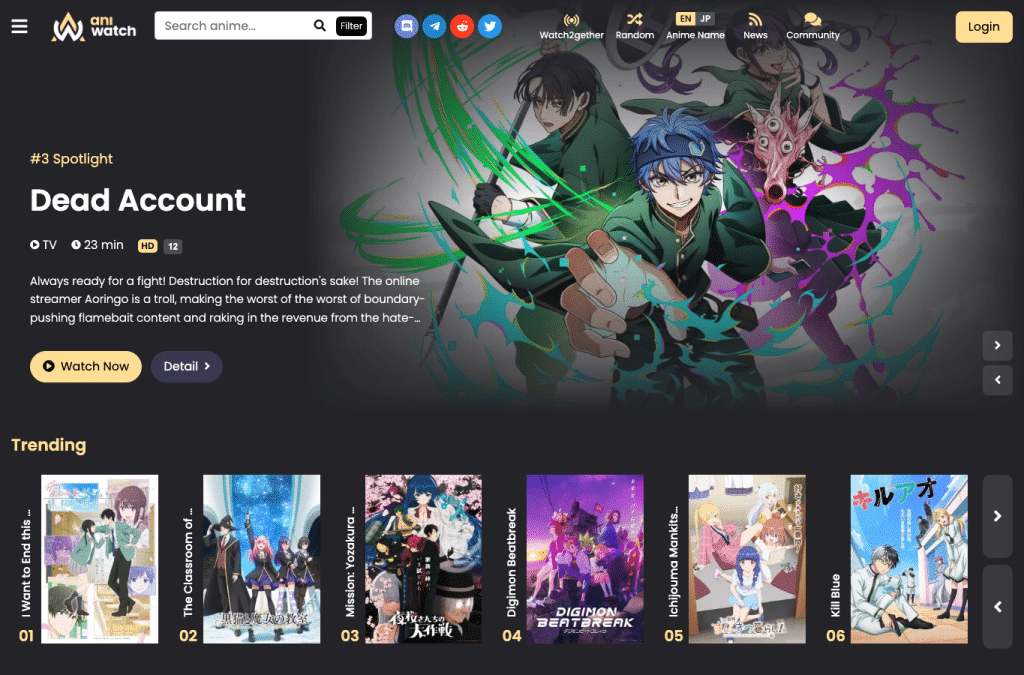 aniwatch.co.at homepage screenshot