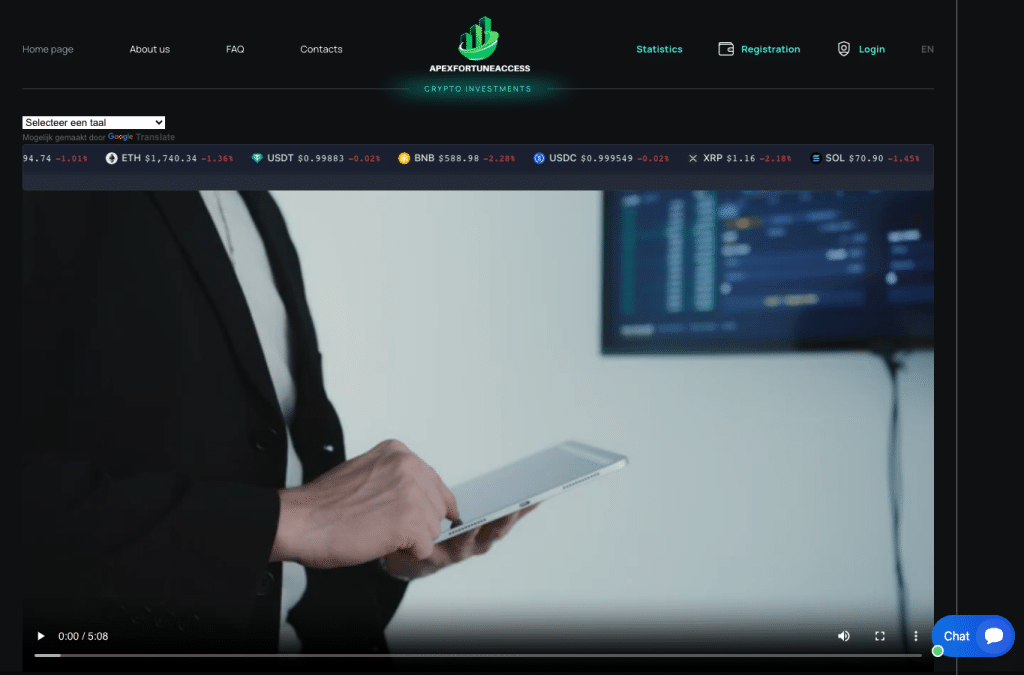 apexfortune-access.live homepage screenshot