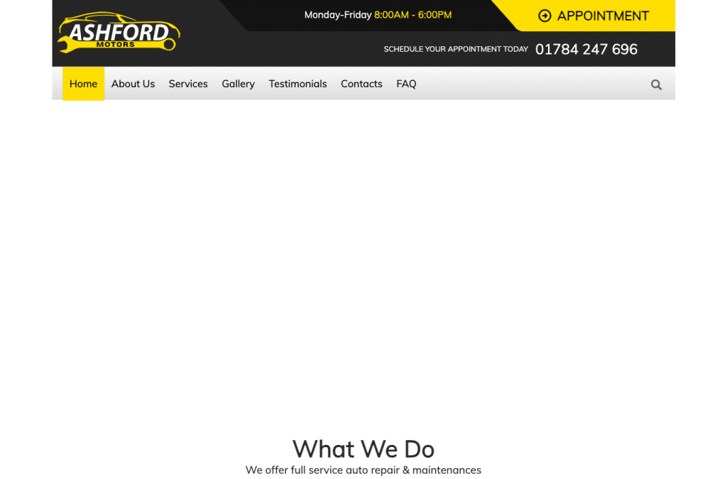 ashfordmotors.com homepage screenshot