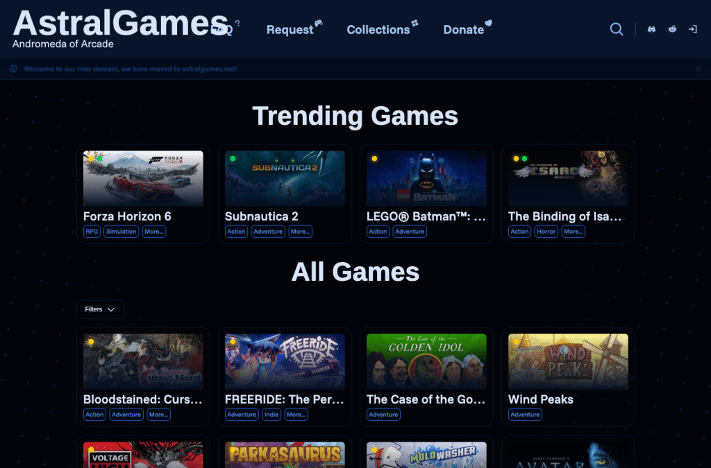 astralgames.net homepage screenshot
