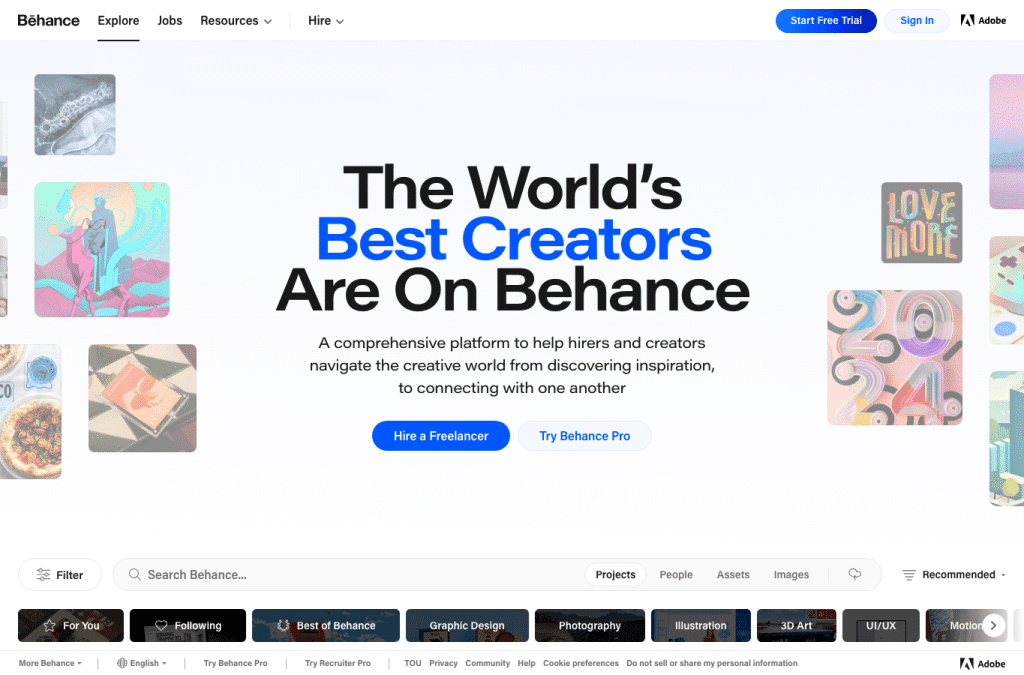 behance.net homepage screenshot