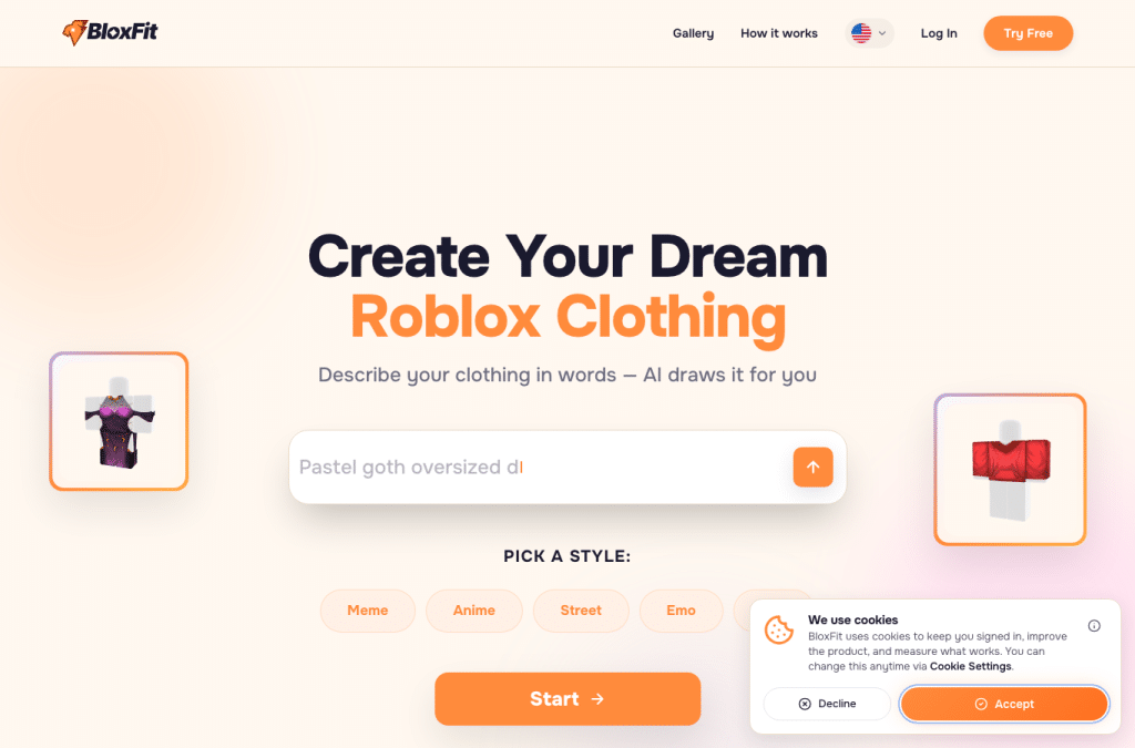 bloxfit.ai homepage screenshot
