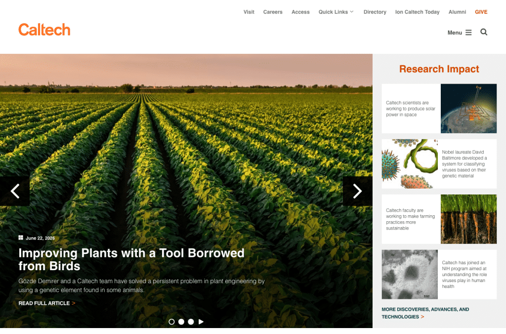 caltech.edu homepage screenshot