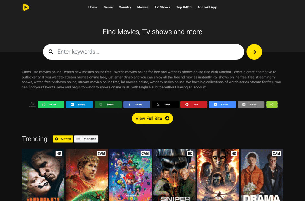 cinebto.com homepage screenshot